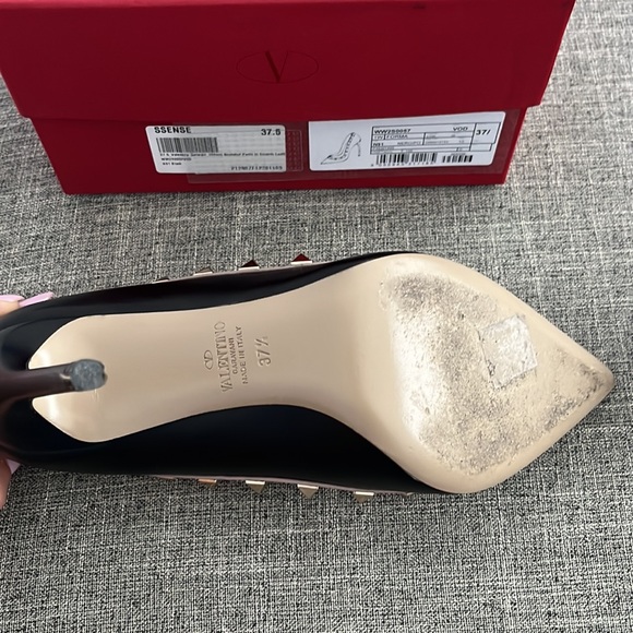 Valentino Black and Taupe Rockstud Heels - Picture 3 of 5